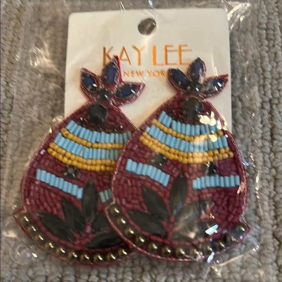 NIP Kay Lee Beaded Teardrop Earrings​ - Picture 1 of 3